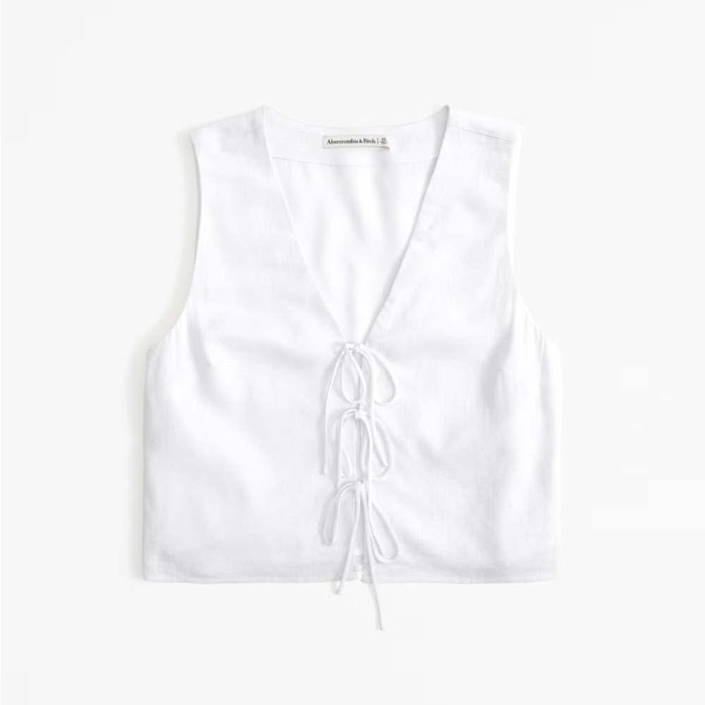 Abercrombie Linen Blend Tie Front Vest Top